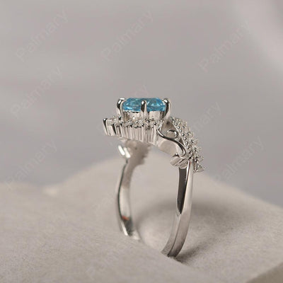Round Cut Swiss Blue Topaz Cocktail Ring - Palmary