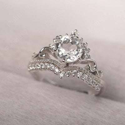 Round Cut White Topaz Cocktail Ring - Palmary