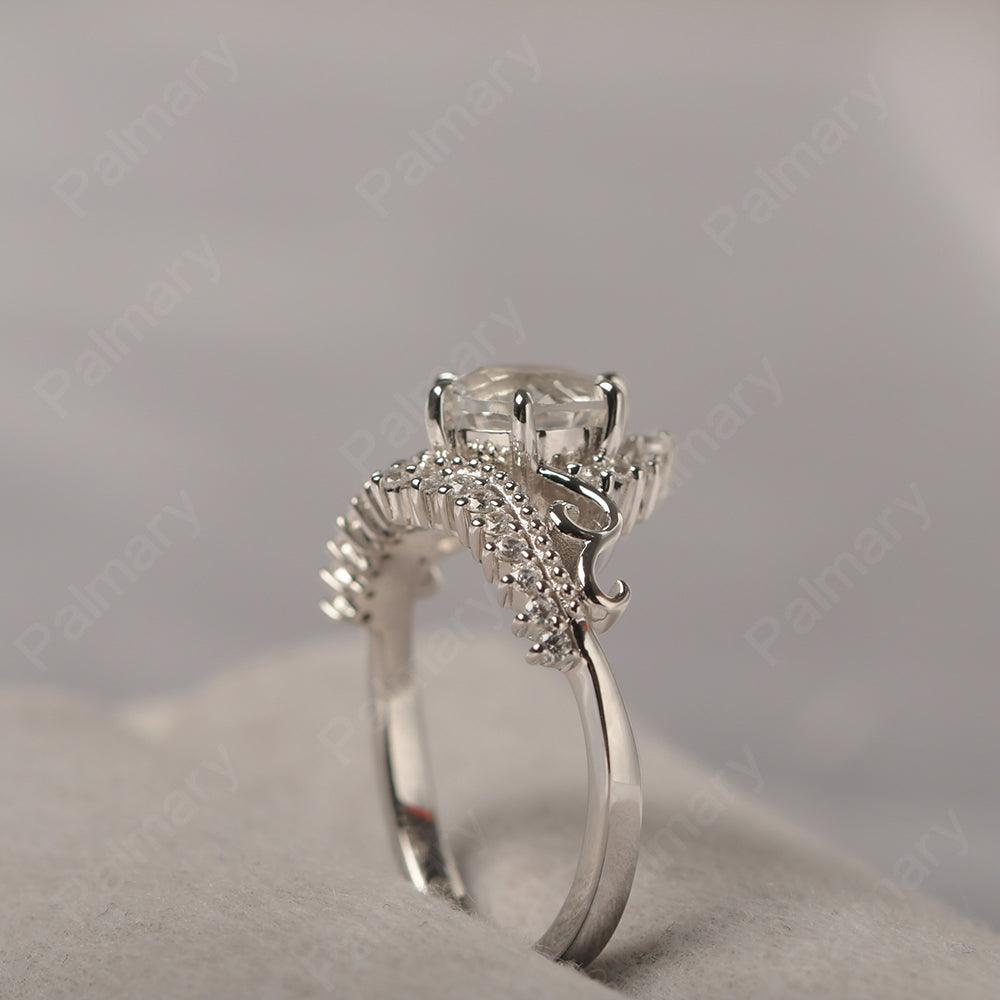 Round Cut White Topaz Cocktail Ring - Palmary