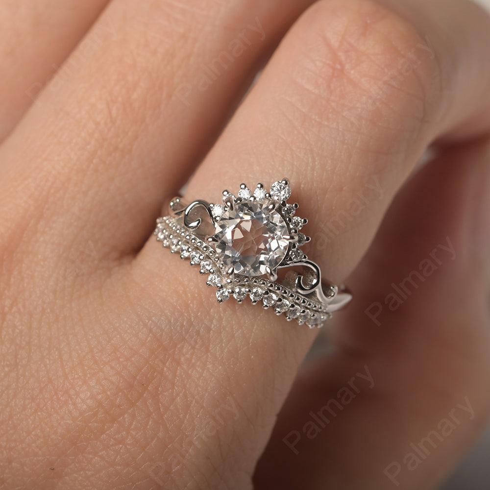Round Cut White Topaz Cocktail Ring - Palmary