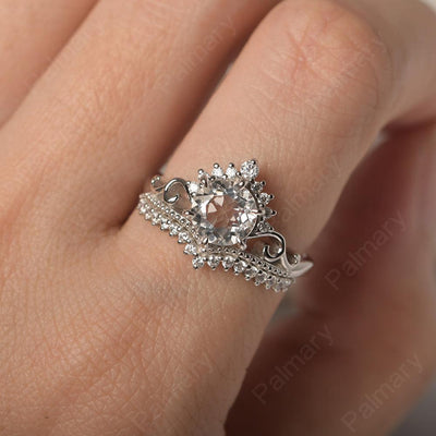 Round Cut White Topaz Cocktail Ring - Palmary