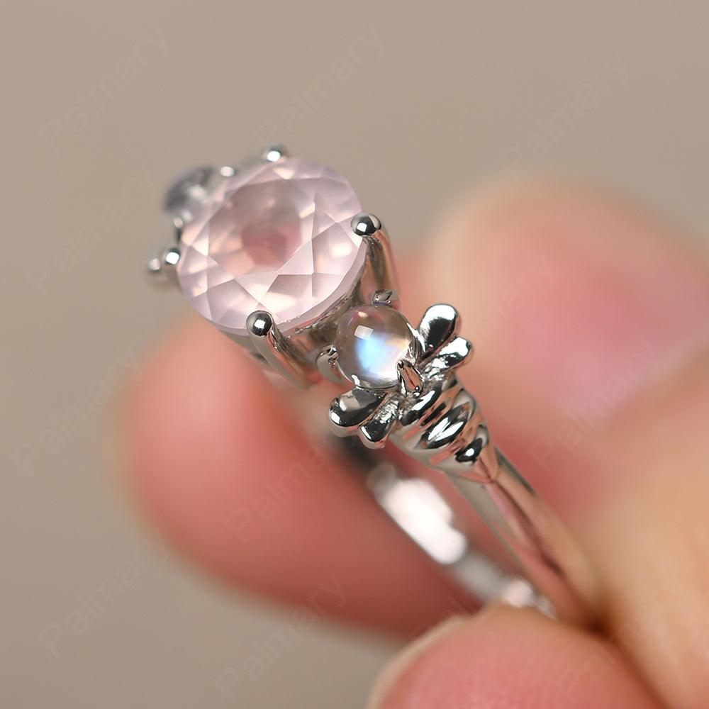Three Stone Rose Quartz Mother Ring - Palmary