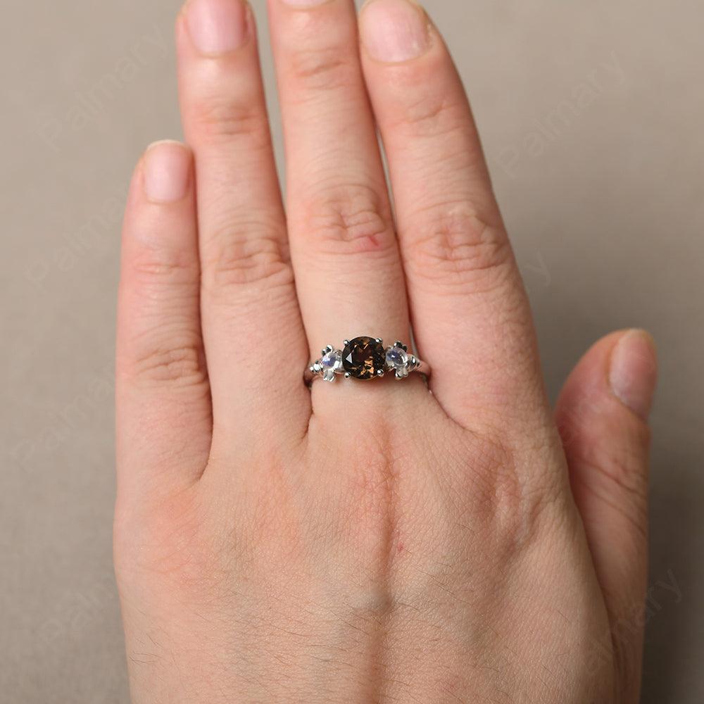 Three Stone Smoky Quartz  Mother Ring - Palmary