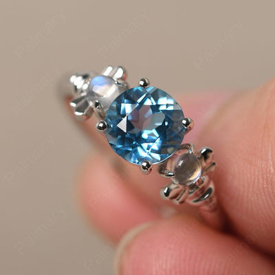 Three Stone Swiss Blue Topaz Mother Ring - Palmary