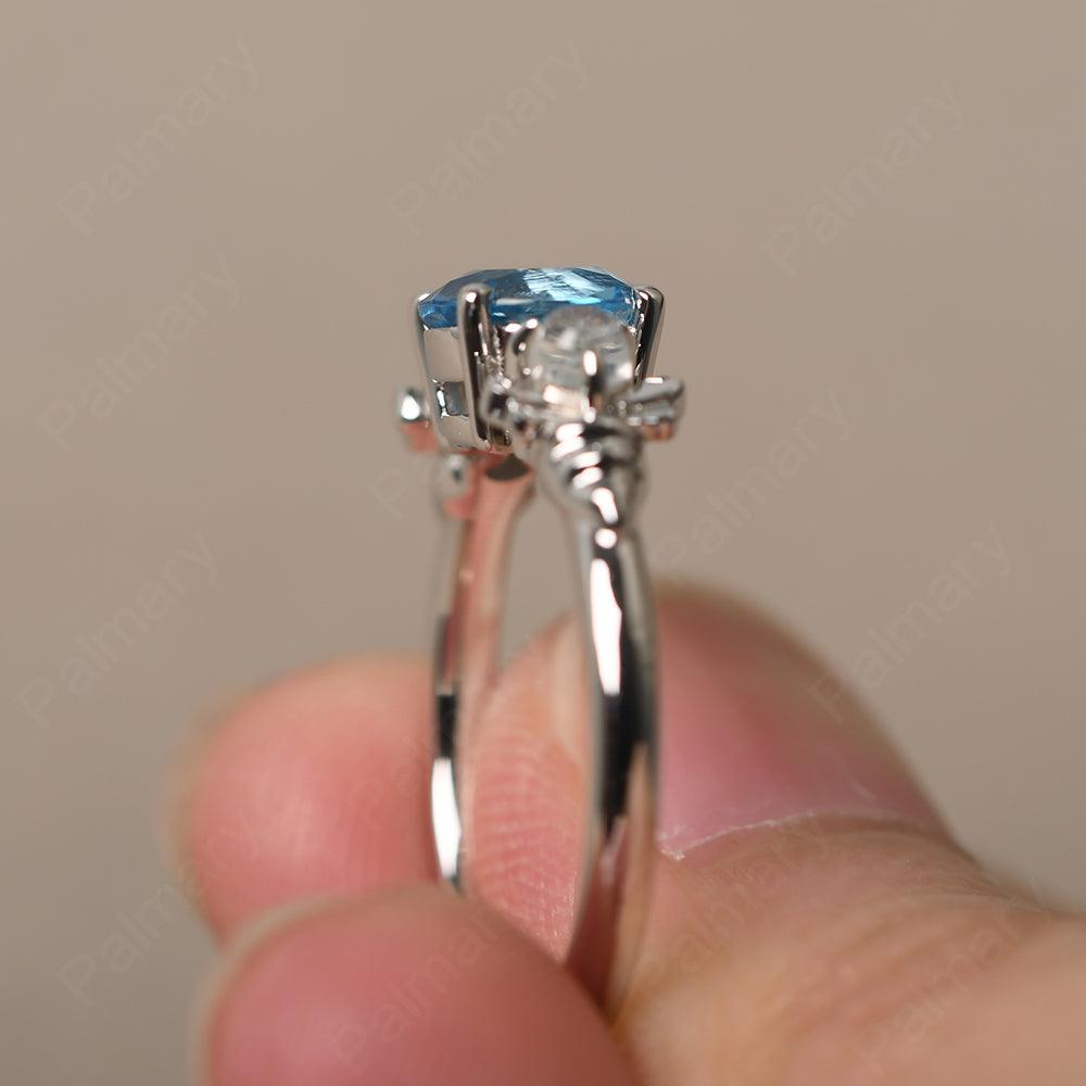 Three Stone Swiss Blue Topaz Mother Ring - Palmary