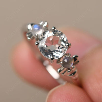 Three Stone White Topaz Mother Ring - Palmary