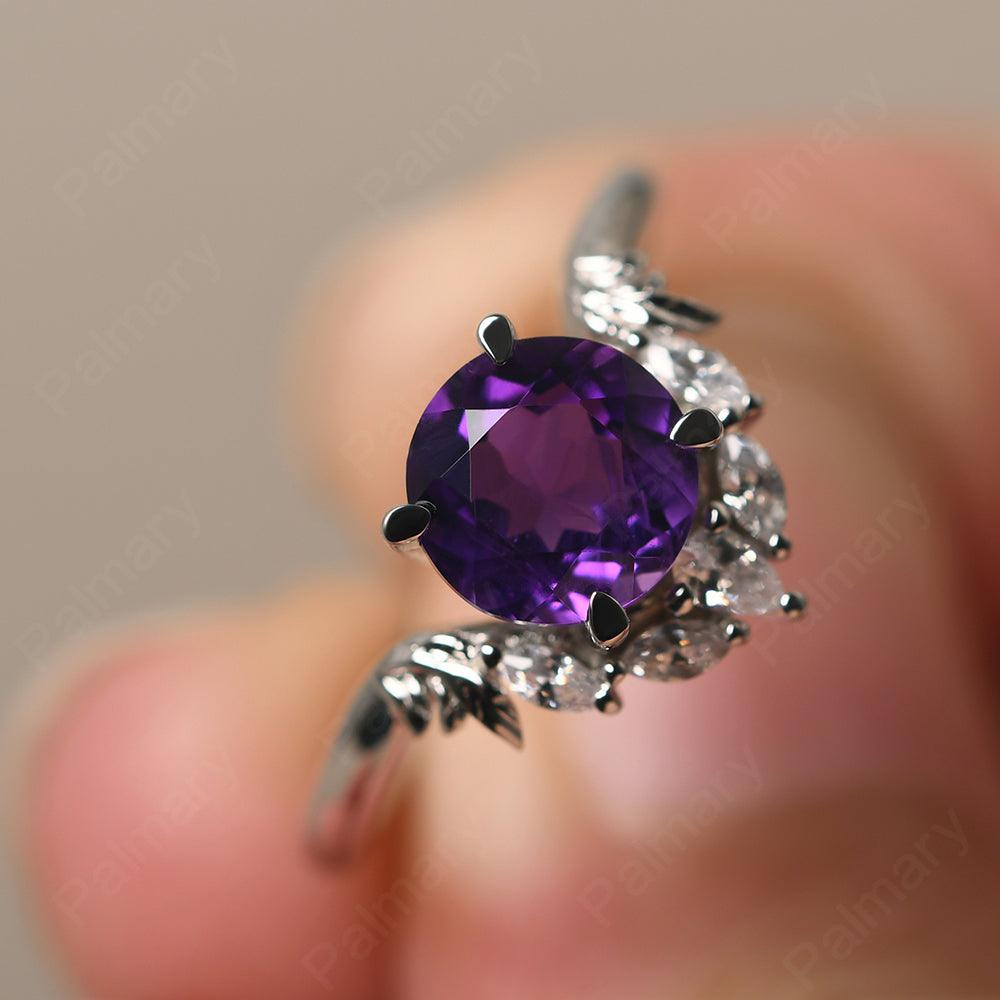Round Amethyst Alternative Engagement Rings - Palmary