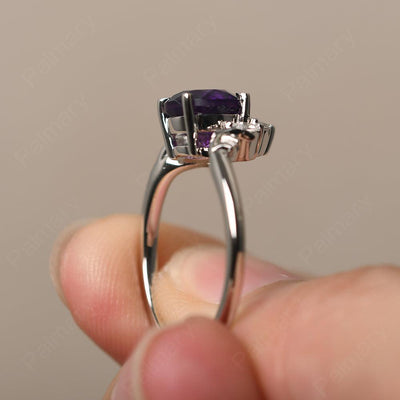 Round Amethyst Alternative Engagement Rings - Palmary