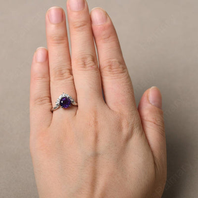 Round Amethyst Alternative Engagement Rings - Palmary