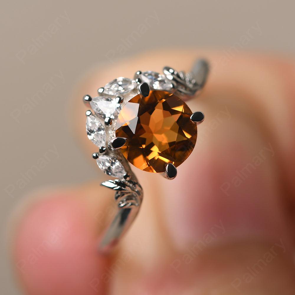 Round Citrine Alternative Engagement Rings - Palmary