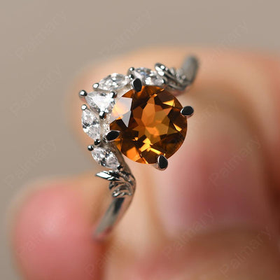 Round Citrine Alternative Engagement Rings - Palmary