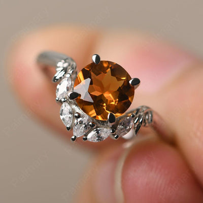 Round Citrine Alternative Engagement Rings - Palmary