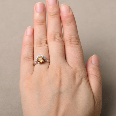 Round Citrine Alternative Engagement Rings - Palmary