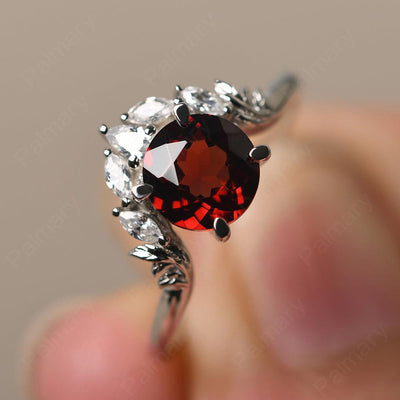 Round Garnet Alternative Engagement Rings - Palmary