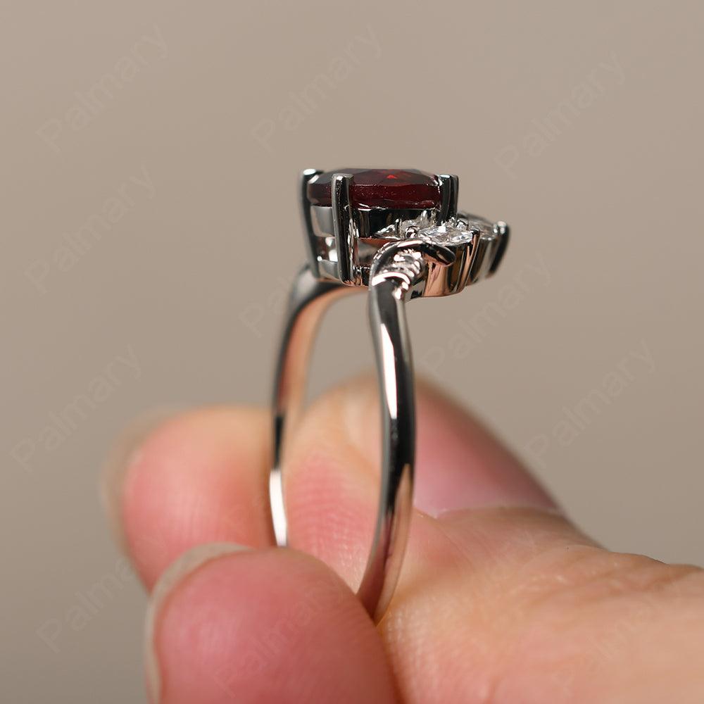 Round Garnet Alternative Engagement Rings - Palmary