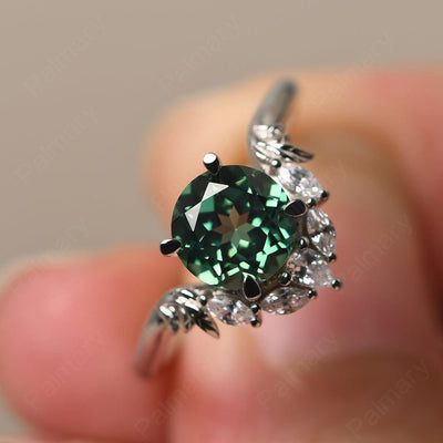 Round Green Sapphire Alternative Engagement Rings - Palmary