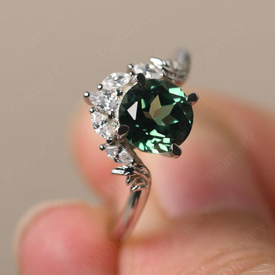 Round Green Sapphire Alternative Engagement Rings - Palmary