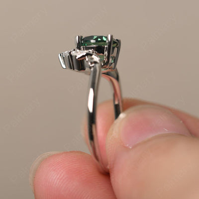 Round Green Sapphire Alternative Engagement Rings - Palmary