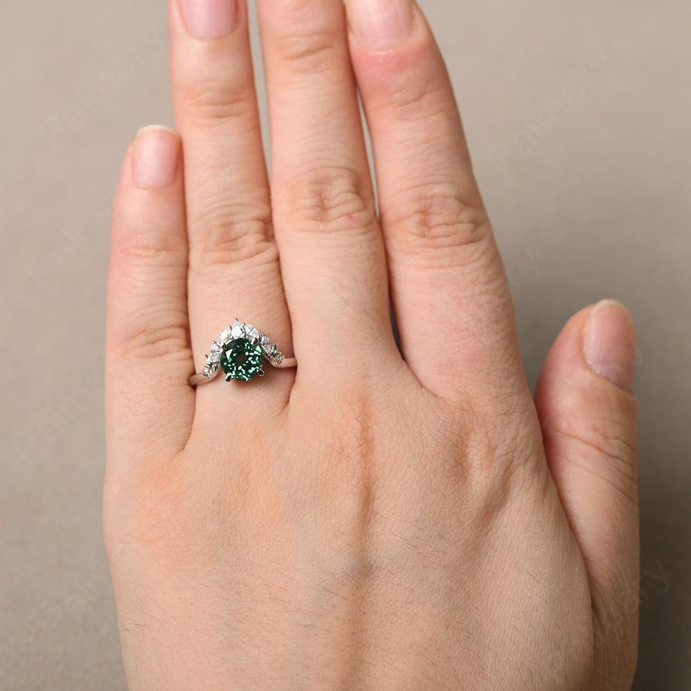 Round Green Sapphire Alternative Engagement Rings - Palmary