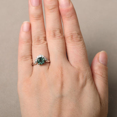 Round Green Sapphire Alternative Engagement Rings - Palmary
