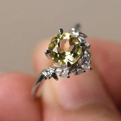 Round Lemon Quartz Alternative Engagement Rings - Palmary