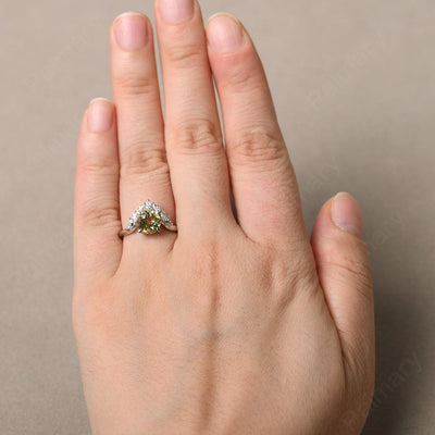 Round Lemon Quartz Alternative Engagement Rings - Palmary