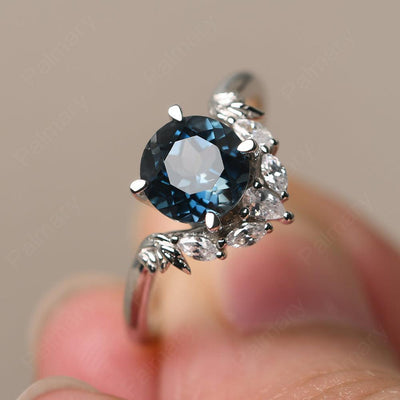 Round London Blue Topaz Alternative Engagement Rings - Palmary