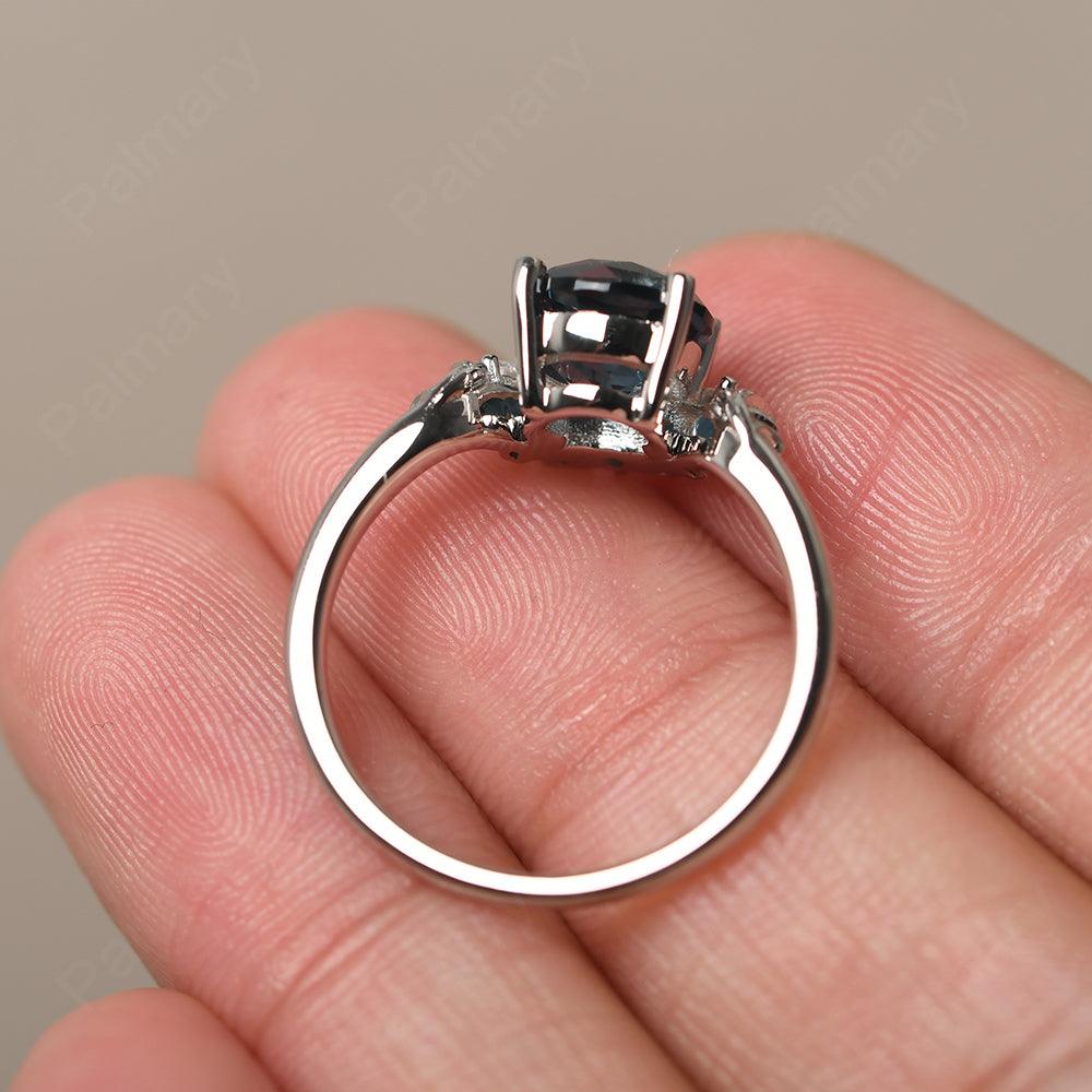 Round London Blue Topaz Alternative Engagement Rings - Palmary