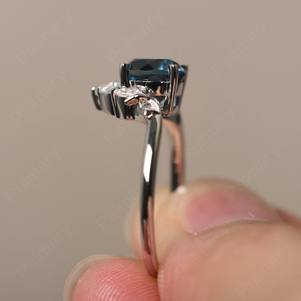 Round London Blue Topaz Alternative Engagement Rings - Palmary
