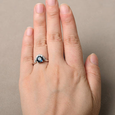 Round London Blue Topaz Alternative Engagement Rings - Palmary