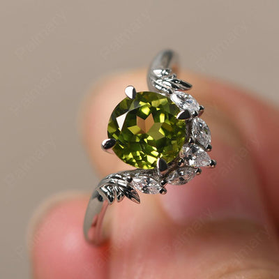 Round Peridot Alternative Engagement Rings - Palmary