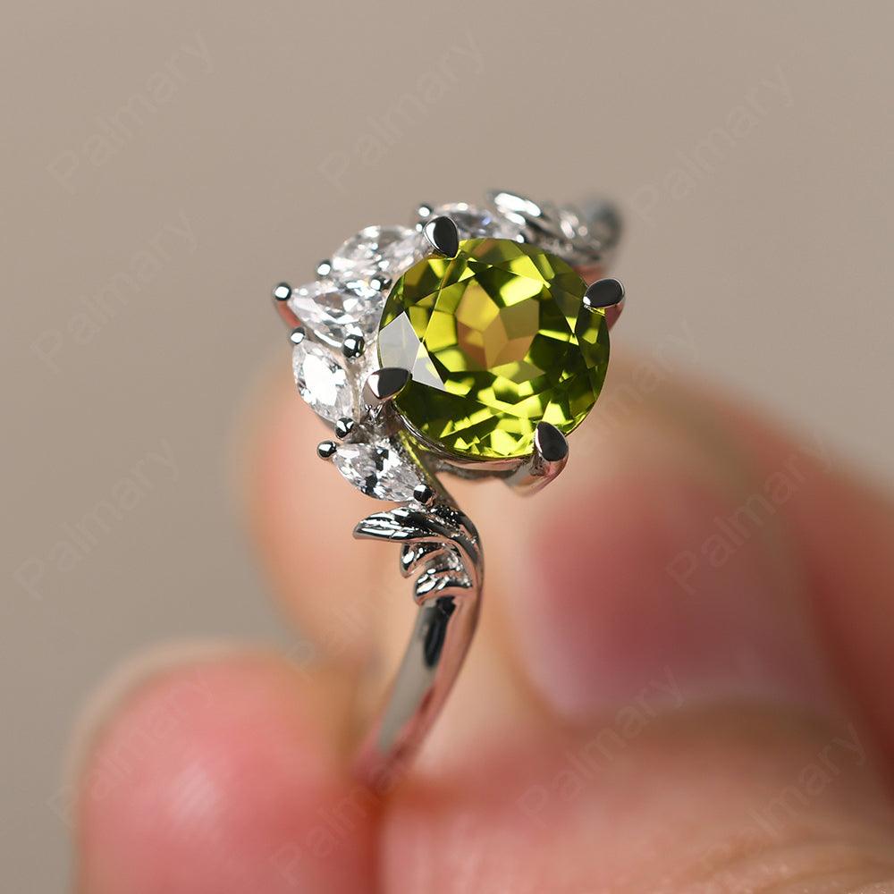 Round Peridot Alternative Engagement Rings - Palmary