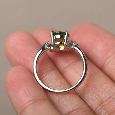 Round Peridot Alternative Engagement Rings - Palmary