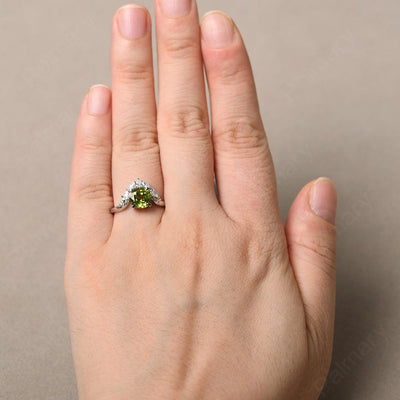 Round Peridot Alternative Engagement Rings - Palmary