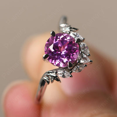 Round Pink Sapphire Alternative Engagement Rings - Palmary