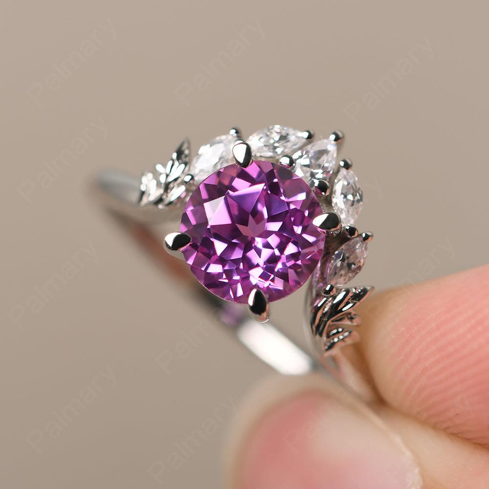 Round Pink Sapphire Alternative Engagement Rings - Palmary