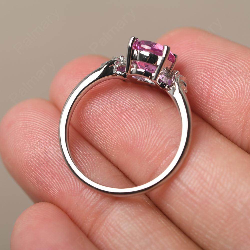 Round Pink Sapphire Alternative Engagement Rings - Palmary