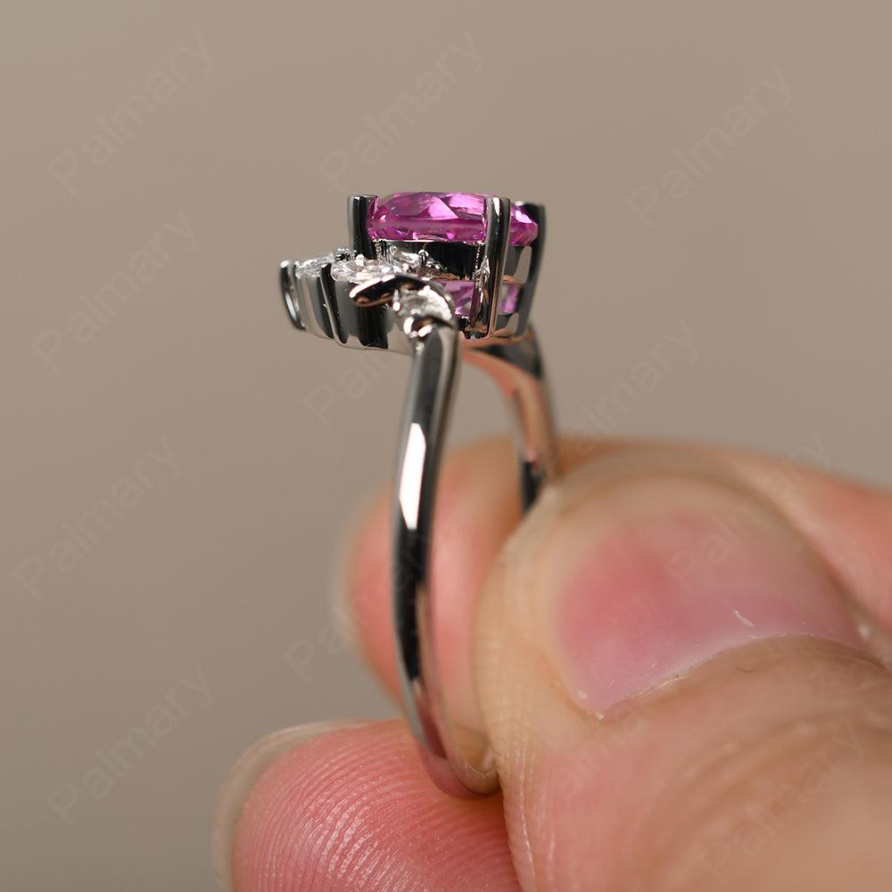 Round Pink Sapphire Alternative Engagement Rings - Palmary