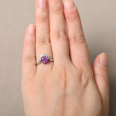 Round Pink Sapphire Alternative Engagement Rings - Palmary