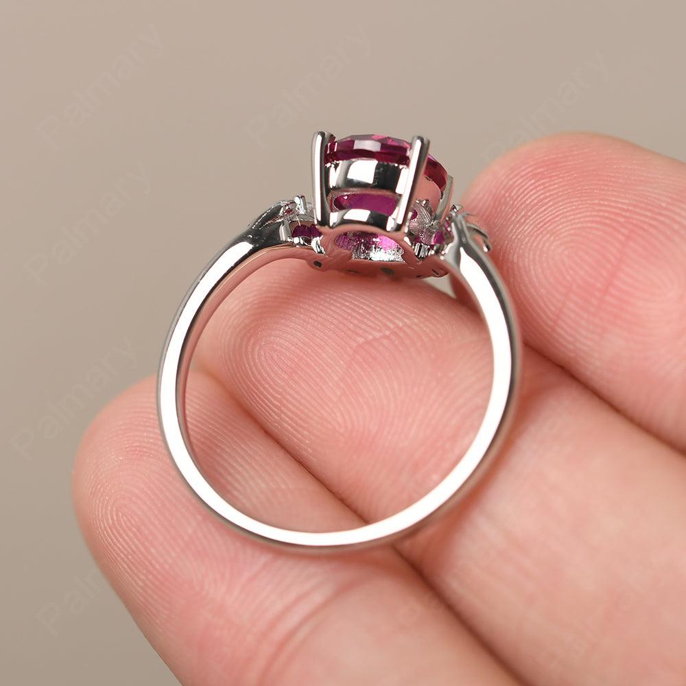 Round Ruby Alternative Engagement Rings - Palmary