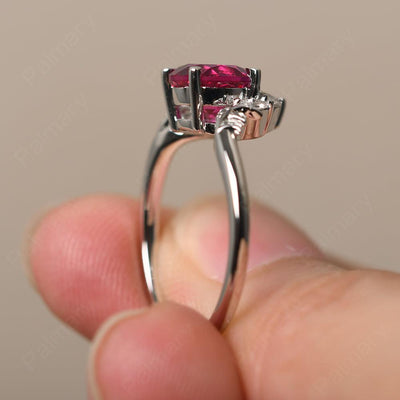 Round Ruby Alternative Engagement Rings - Palmary