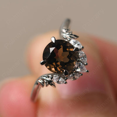 Round Smoky Quartz  Alternative Engagement Rings - Palmary