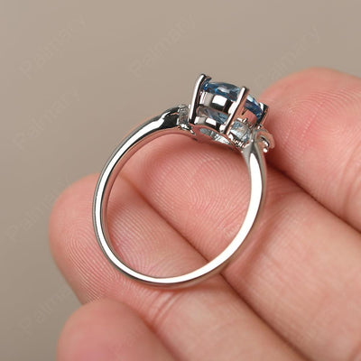 Round Swiss Blue Topaz Alternative Engagement Rings - Palmary