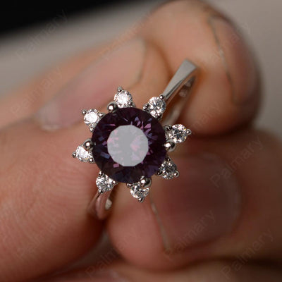 Round Cut Alexandrite Halo Rings - Palmary