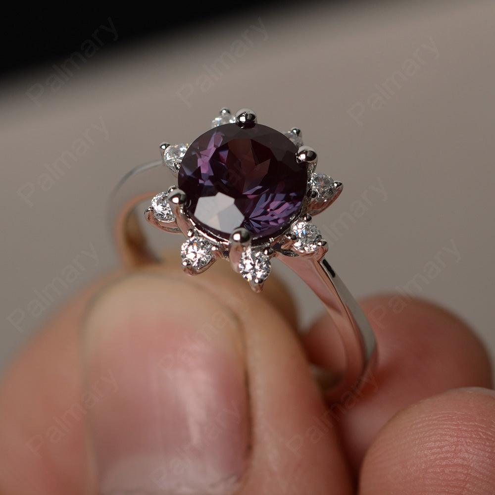 Round Cut Alexandrite Halo Rings - Palmary