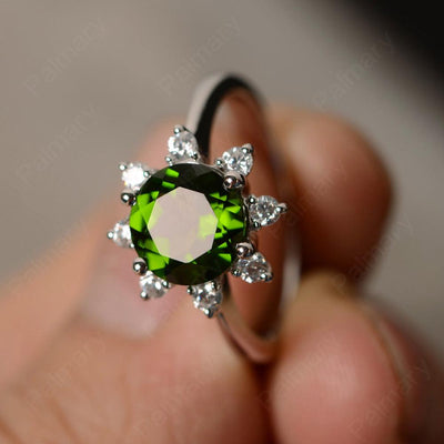 Round Cut Diopside Halo Rings - Palmary