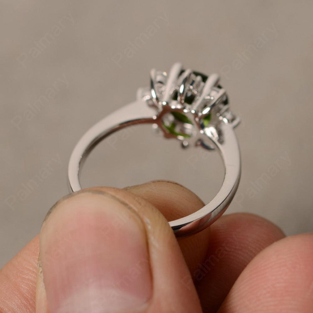 Round Cut Diopside Halo Rings - Palmary