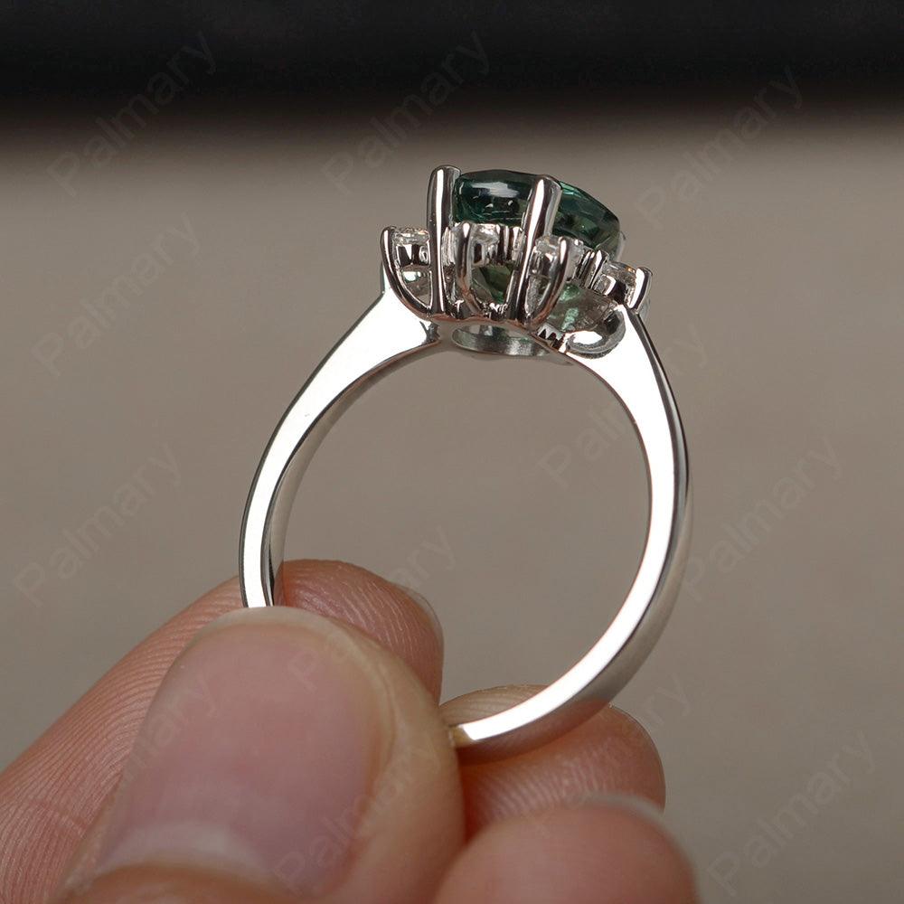 Round Cut Green Sapphire Halo Rings - Palmary