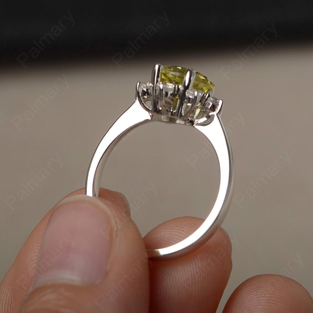 Round Cut Lemon Quartz Halo Rings - Palmary