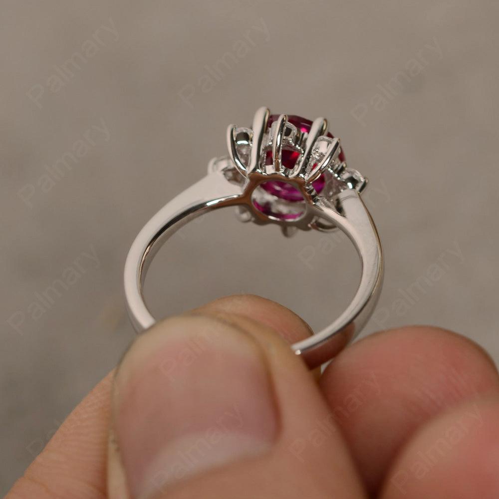 Round Cut Ruby Halo Rings - Palmary